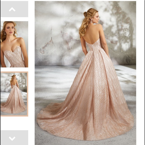 Stunning !! NWT Lucrezia Rose-gold Sequined Embellished wedding gown - Picture 2 of 6